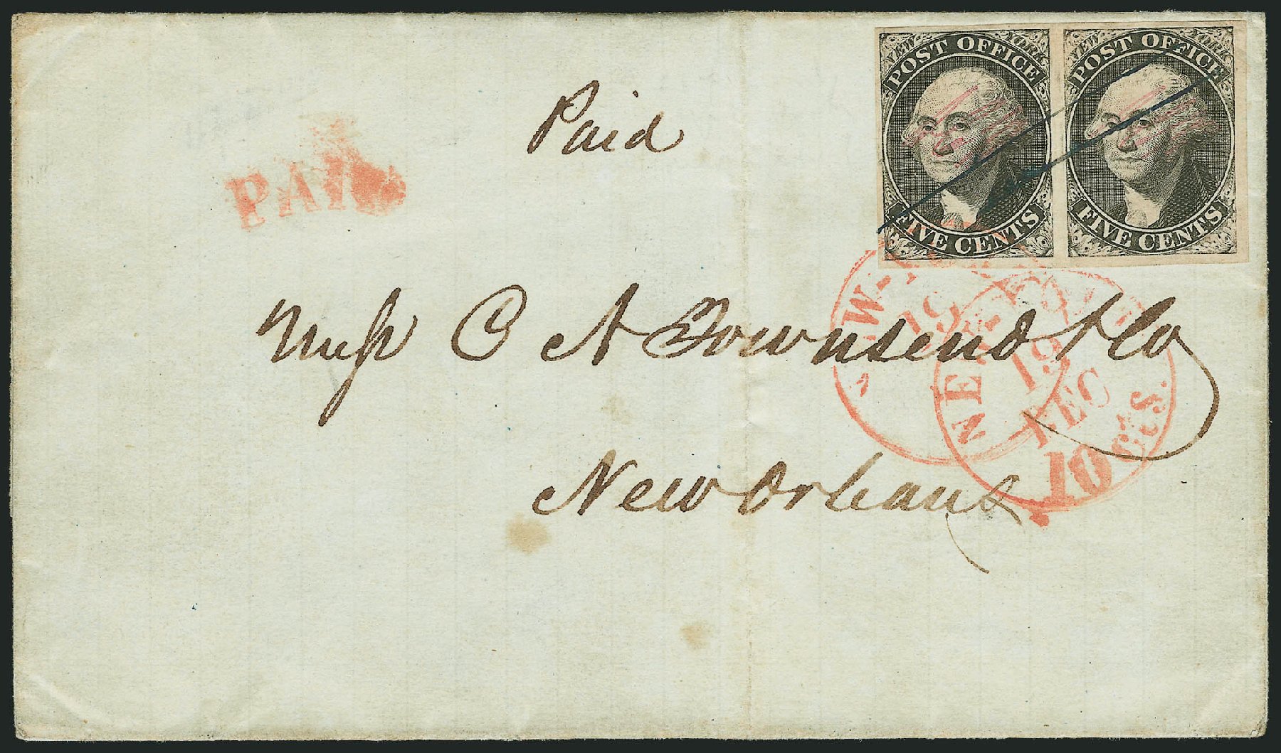 US Stamps Prices Scott # 9X1 - 1846 5c New York Postmasters Provisional. Robert Siegel Auction Galleries, Dec 2010, Sale 1002, Lot 3644