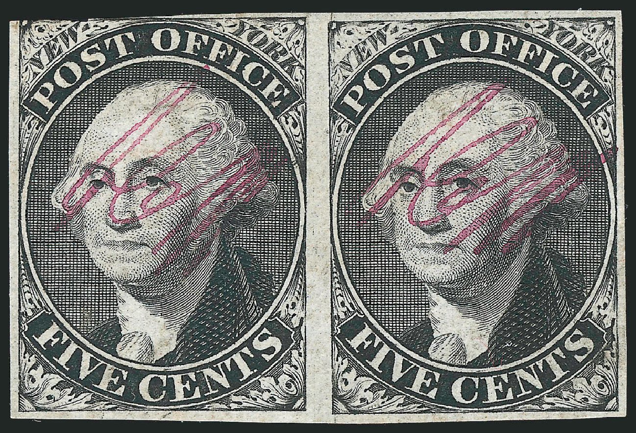 US Stamp Price Scott #9X1: 1846 5c New York Postmasters Provisional. Robert Siegel Auction Galleries, Dec 2010, Sale 999, Lot 544