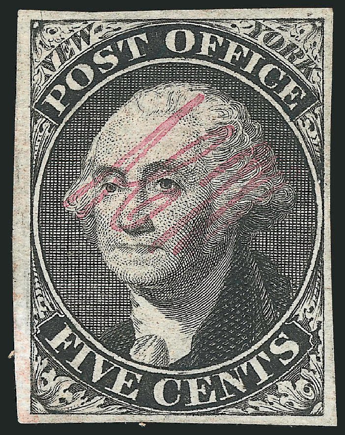 Prices of US Stamp Scott Catalogue #9X1 - 5c 1846 New York Postmasters Provisional. Robert Siegel Auction Galleries, Dec 2010, Sale 999, Lot 554
