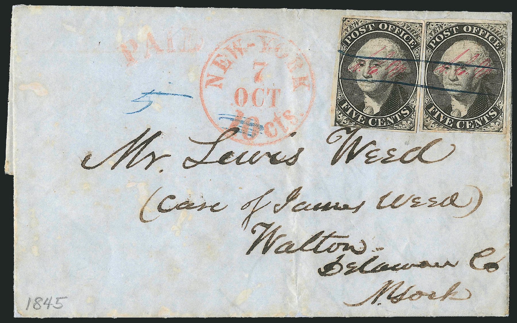 Prices of US Stamp Scott Catalogue # 9X1 - 1846 5c New York Postmasters Provisional. Robert Siegel Auction Galleries, Dec 2010, Sale 999, Lot 604