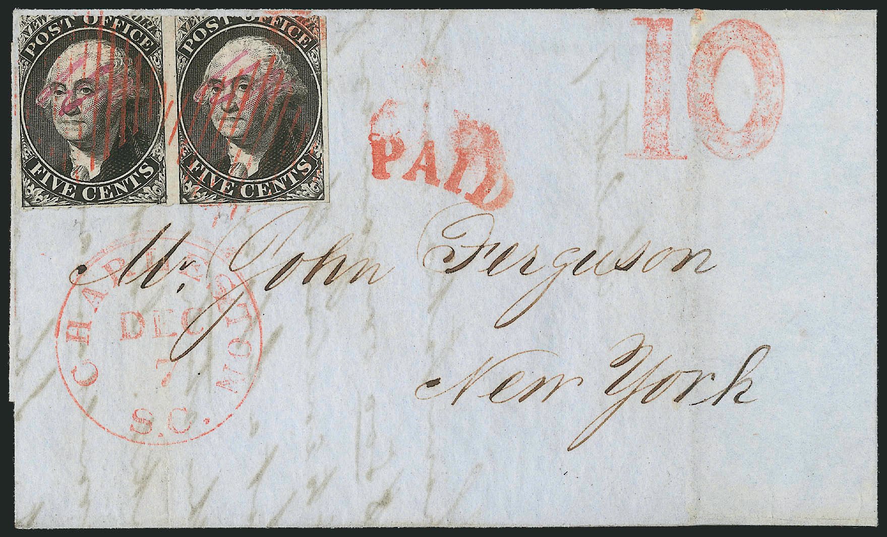 Costs of US Stamps Scott Catalog #9X1 - 1846 5c New York Postmasters Provisional. Robert Siegel Auction Galleries, Dec 2010, Sale 999, Lot 634