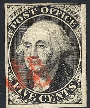 Price of US Stamp Scott Cat. #9X1: 1846 5c New York Postmasters Provisional. Cherrystone Auctions, Jul 2008, Sale 200807, Lot 5