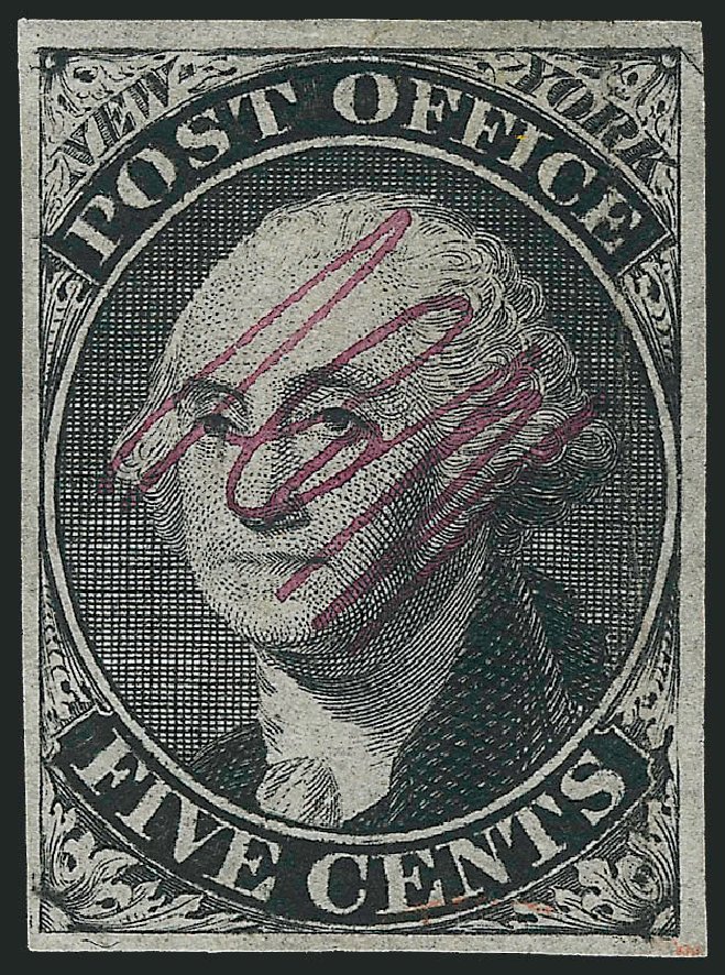 US Stamps Prices Scott # 9X1: 5c 1846 New York Postmasters Provisional. Robert Siegel Auction Galleries, Mar 2014, Sale 1067, Lot 835