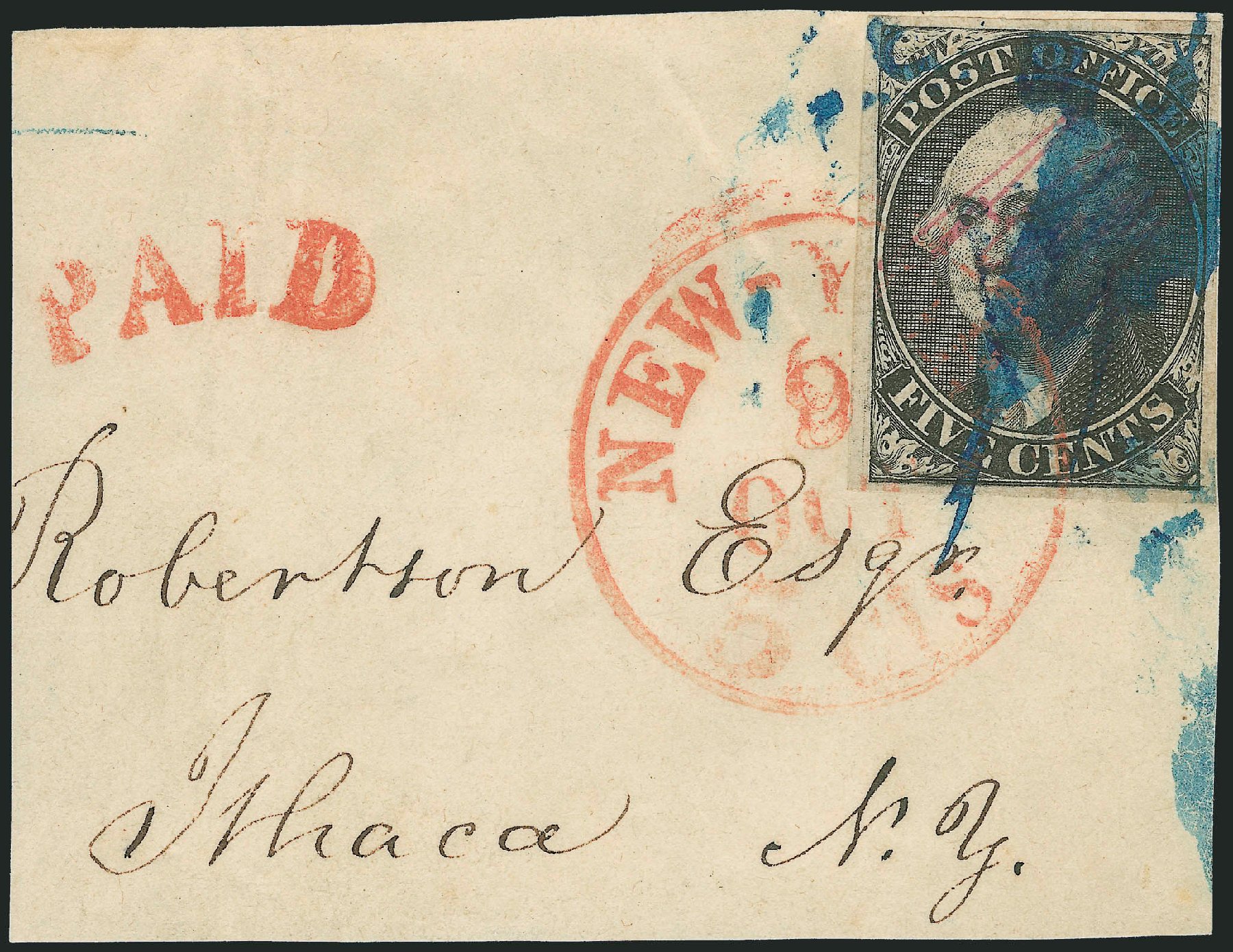 Value of US Stamp Scott Cat. # 9X1 - 5c 1846 New York Postmasters Provisional. Robert Siegel Auction Galleries, Jun 2009, Sale 975, Lot 1045