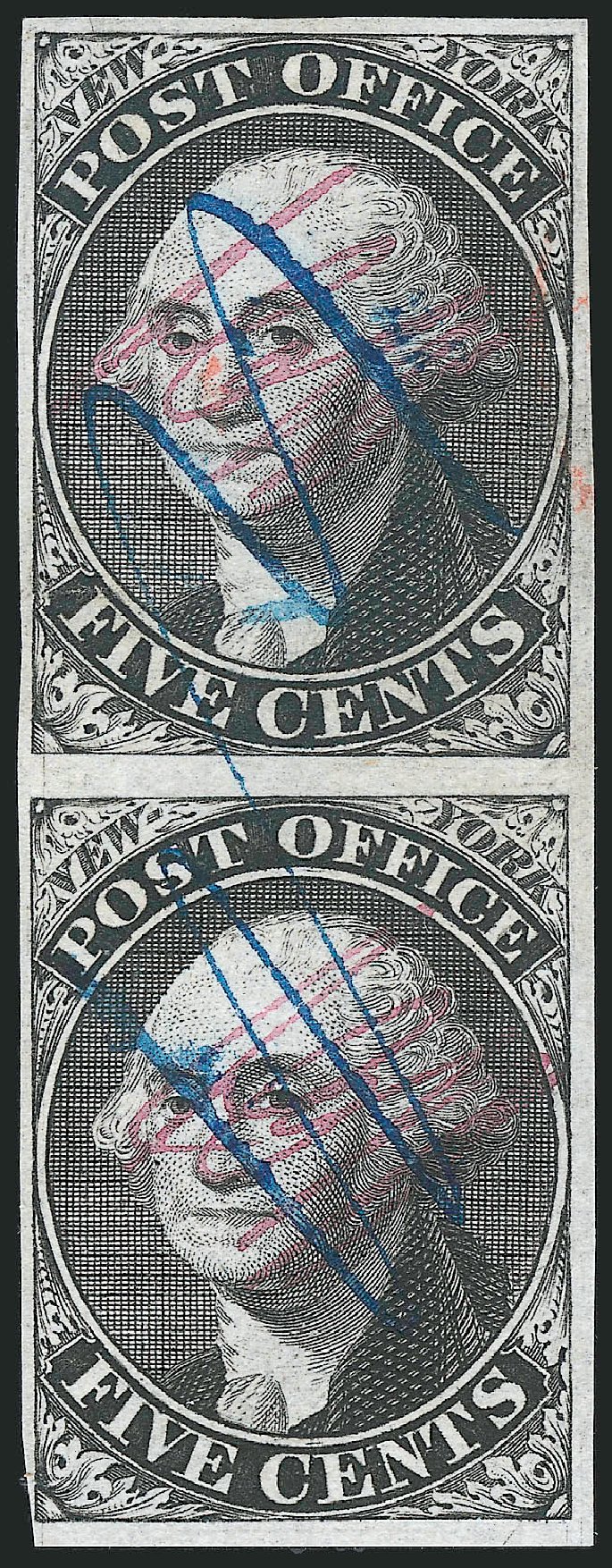 US Stamps Values Scott Catalogue # 9X1 - 5c 1846 New York Postmasters Provisional. Robert Siegel Auction Galleries, Dec 2010, Sale 999, Lot 545