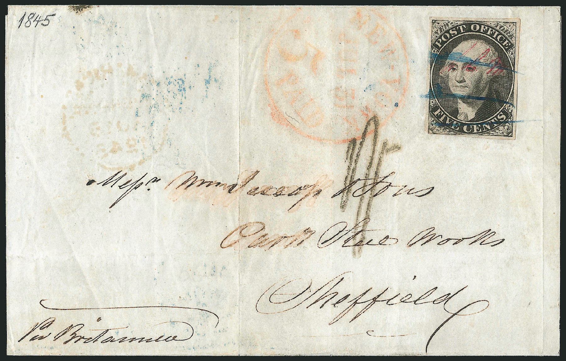 Cost of US Stamps Scott Cat. # 9X1 - 5c 1846 New York Postmasters Provisional. Robert Siegel Auction Galleries, Dec 2010, Sale 999, Lot 635