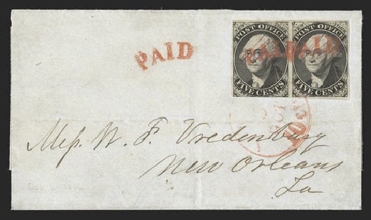 US Stamp Price Scott Catalogue #9X1: 1846 5c New York Postmasters Provisional. Spink Shreves Galleries, Jul 2012, Sale 140, Lot 5
