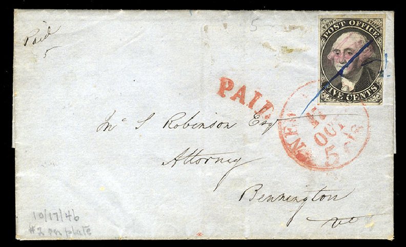 Cost of US Stamps Scott # 9X1: 1846 5c New York Postmasters Provisional. Cherrystone Auctions, Mar 2009, Sale 200903, Lot 2