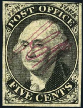 US Stamps Value Scott Catalogue # 9X1 - 1846 5c New York Postmasters Provisional. Harmer-Schau Auction Galleries, Aug 2012, Sale 94, Lot 952