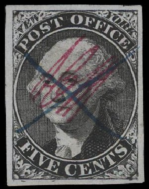 US Stamps Price Scott Cat. #9X1: 1846 5c New York Postmasters Provisional. Daniel Kelleher Auctions, Aug 2012, Sale 631, Lot 632