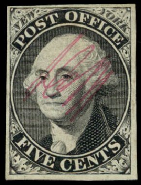 Value of US Stamp Scott Cat. 9X1 - 5c 1846 New York Postmasters Provisional. Daniel Kelleher Auctions, Sep 2013, Sale 639, Lot 3022