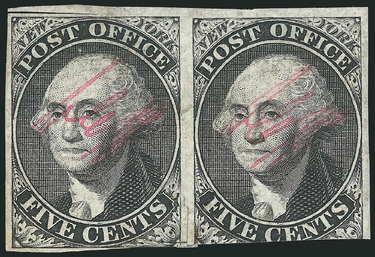 Values of US Stamps Scott Catalogue 9X1: 1846 5c New York Postmasters Provisional. Robert Siegel Auction Galleries, Oct 2011, Sale 1014, Lot 1002