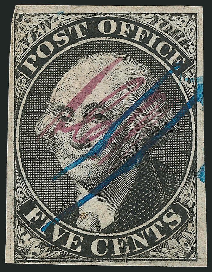 US Stamp Values Scott # 9X1 - 5c 1846 New York Postmasters Provisional. Robert Siegel Auction Galleries, Dec 2012, Sale 1037, Lot 1342