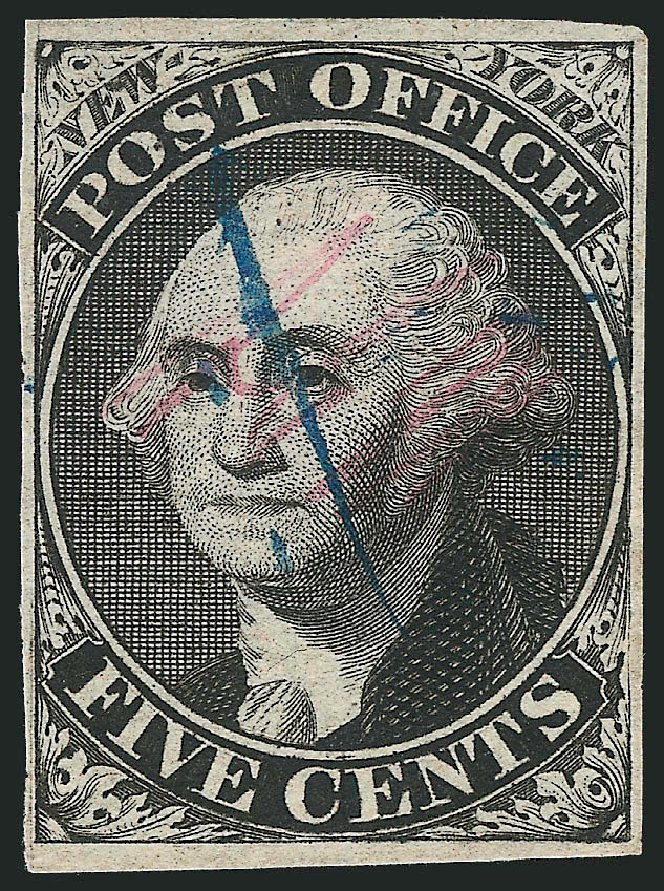 US Stamp Prices Scott 9X1 - 1846 5c New York Postmasters Provisional. Robert Siegel Auction Galleries, Nov 2013, Sale 1061, Lot 3312