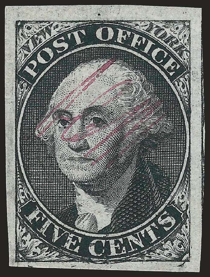 US Stamp Price Scott #9X1 - 1846 5c New York Postmasters Provisional. Robert Siegel Auction Galleries, Apr 2010, Sale 984, Lot 2