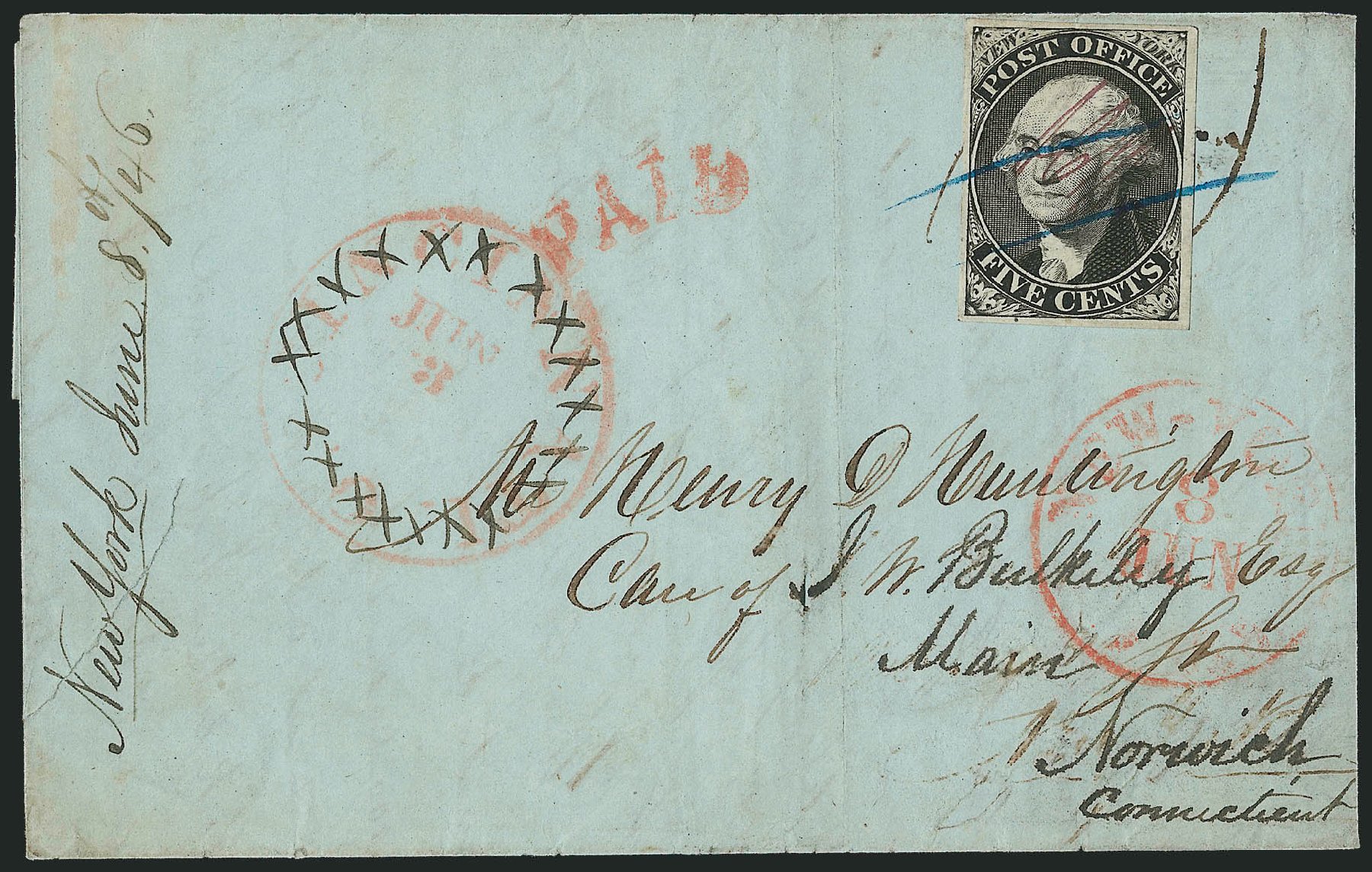 Cost of US Stamps Scott 9X1 - 5c 1846 New York Postmasters Provisional. Robert Siegel Auction Galleries, Dec 2010, Sale 999, Lot 612