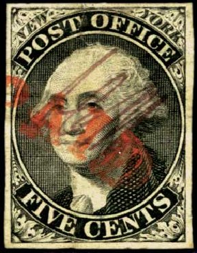 Prices of US Stamp Scott Catalogue # 9X1: 5c 1846 New York Postmasters Provisional. Harmer-Schau Auction Galleries, Feb 2012, Sale 92, Lot 743