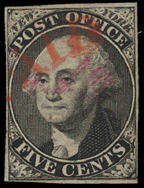 Price of US Stamp Scott # 9X1: 5c 1846 New York Postmasters Provisional. Daniel Kelleher Auctions, Aug 2012, Sale 631, Lot 633