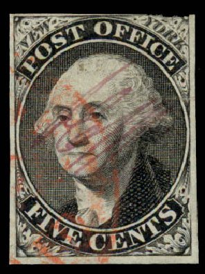 Prices of US Stamp Scott Catalogue #9X1 - 1846 5c New York Postmasters Provisional. Daniel Kelleher Auctions, Sep 2013, Sale 639, Lot 343