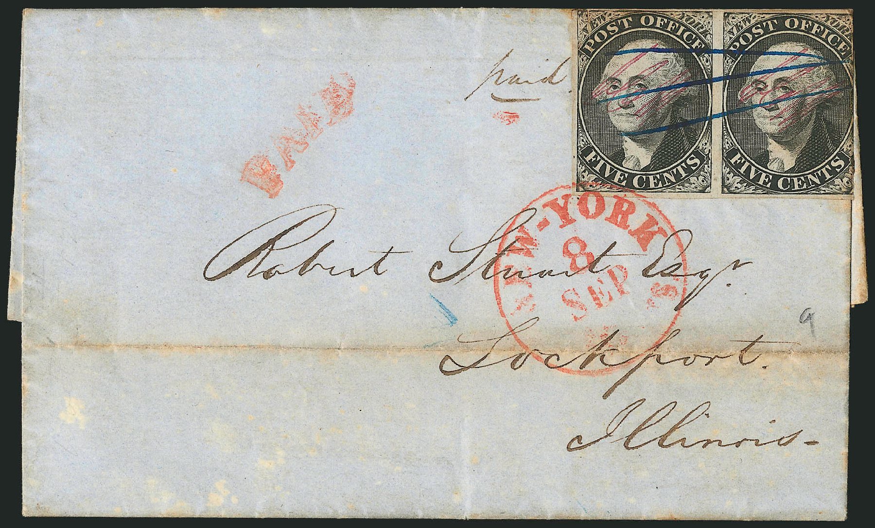 Price of US Stamps Scott Catalog #9X1: 5c 1846 New York Postmasters Provisional. Robert Siegel Auction Galleries, Dec 2010, Sale 1002, Lot 3643