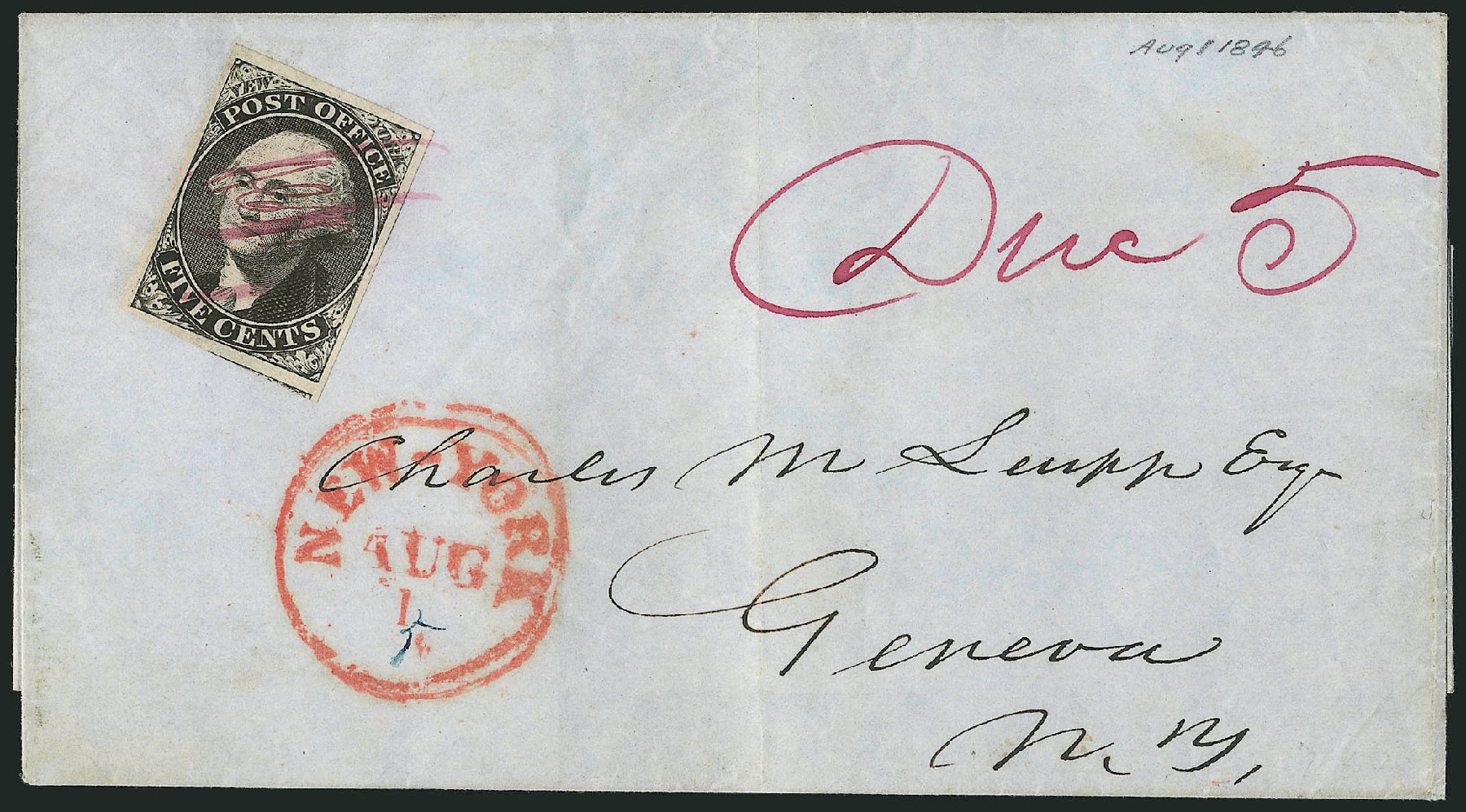 Cost of US Stamp Scott Catalogue 9X1: 1846 5c New York Postmasters Provisional. Robert Siegel Auction Galleries, Apr 2012, Sale 1023, Lot 2023