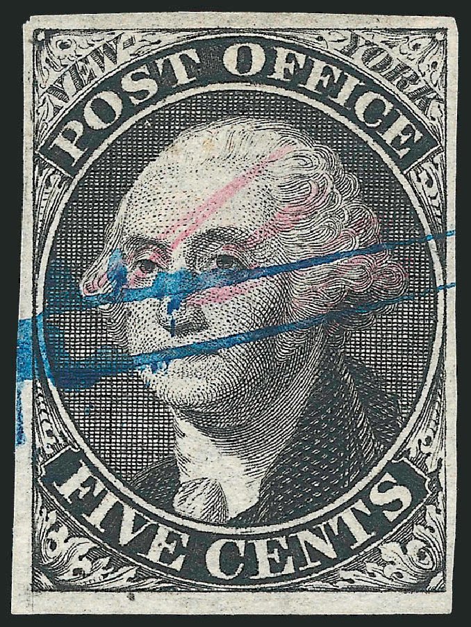 Values of US Stamp Scott Catalogue 9X1 - 5c 1846 New York Postmasters Provisional. Robert Siegel Auction Galleries, Dec 2013, Sale 1062, Lot 13