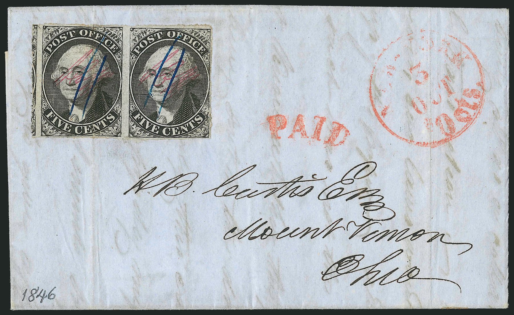 Costs of US Stamps Scott Catalogue 9X1 - 5c 1846 New York Postmasters Provisional. Robert Siegel Auction Galleries, Dec 2010, Sale 999, Lot 623