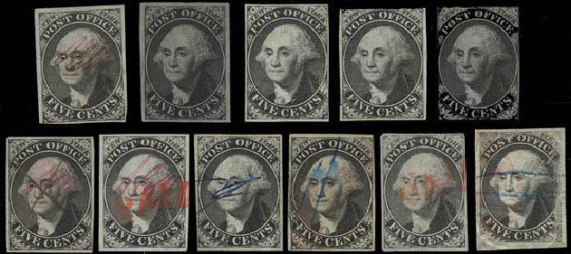 Values of US Stamps Scott Catalogue #9X1 - 5c 1846 New York Postmasters Provisional. Daniel Kelleher Auctions, Jan 2012, Sale 628, Lot 196