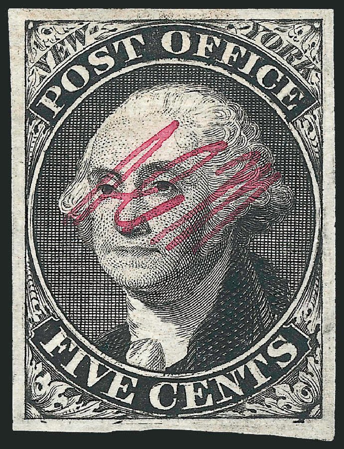 Prices of US Stamp Scott Catalog #9X1: 5c 1846 New York Postmasters Provisional. Robert Siegel Auction Galleries, Dec 2010, Sale 999, Lot 546