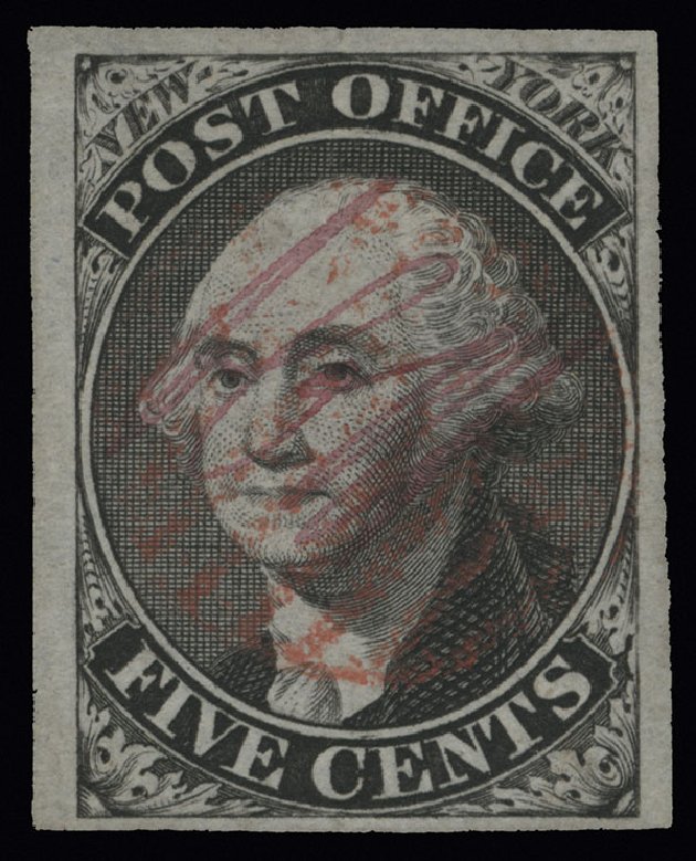 Price of US Stamps Scott Catalogue # 9X1: 1846 5c New York Postmasters Provisional. Spink Shreves Galleries, Aug 2013, Sale 144, Lot 106