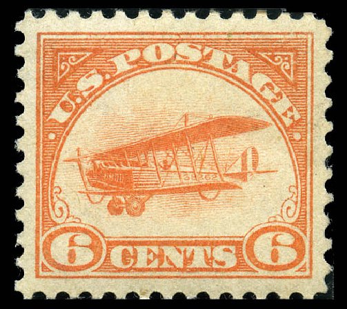 Prices of US Stamps Scott Cat. C1: 1918 6c Air Curtiss Jenny. Matthew Bennett International, Feb 2012, Sale 340, Lot 547