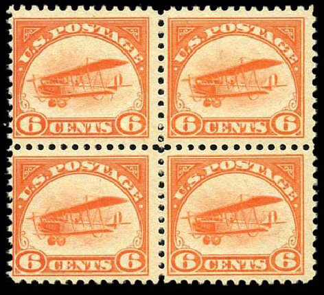 Costs of US Stamps Scott Catalogue #C1: 1918 6c Air Curtiss Jenny. Harmer-Schau Auction Galleries, Feb 2012, Sale 92, Lot 1247