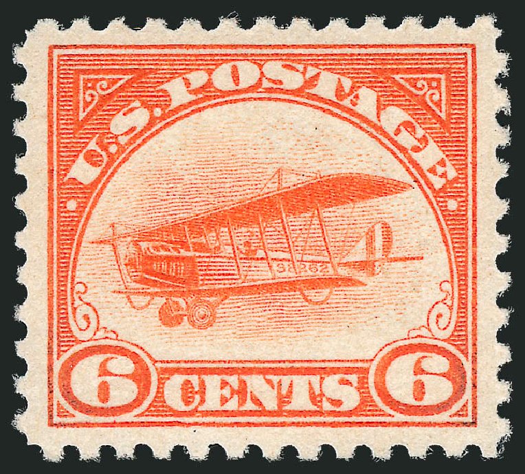 US Stamps Values Scott #C1: 1918 6c Air Curtiss Jenny. Robert Siegel Auction Galleries, Jun 2011, Sale 1011, Lot 817