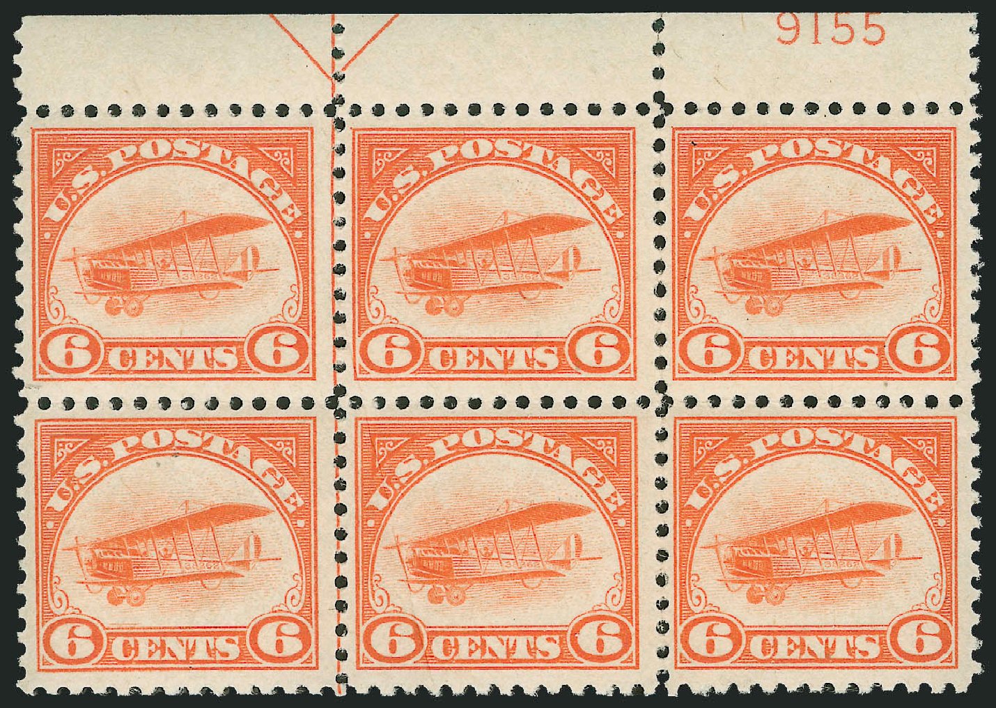 Cost of US Stamps Scott C1: 6c 1918 Air Curtiss Jenny. Robert Siegel Auction Galleries, Dec 2012, Sale 1037, Lot 2177