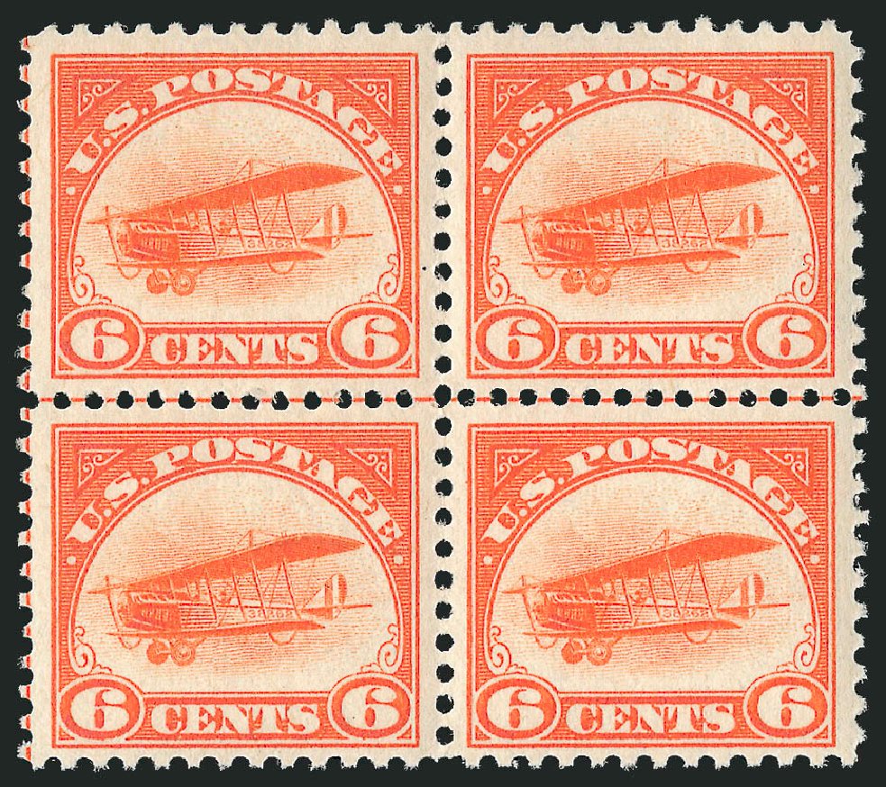 Values of US Stamps Scott #C1 - 1918 6c Air Curtiss Jenny. Robert Siegel Auction Galleries, Dec 2009, Sale 982, Lot 6027