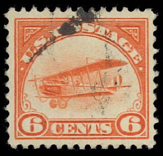 US Stamp Value Scott Cat. # C1: 1918 6c Air Curtiss Jenny. Daniel Kelleher Auctions, Oct 2012, Sale 632, Lot 1478