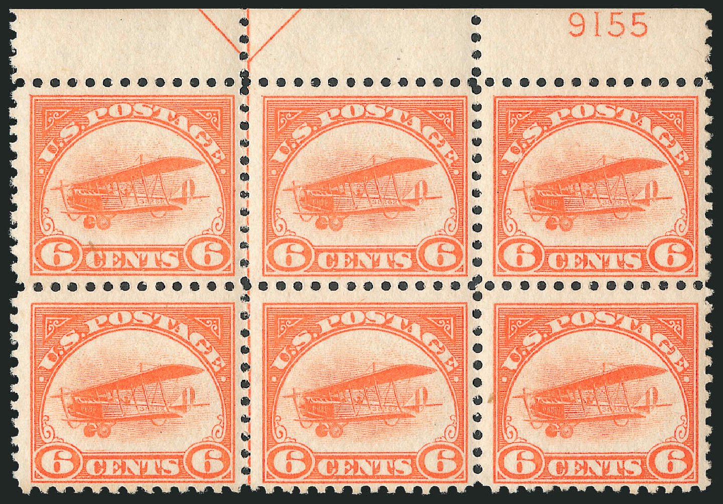 US Stamps Prices Scott C1 - 1918 6c Air Curtiss Jenny. Robert Siegel Auction Galleries, Dec 2009, Sale 982, Lot 6028
