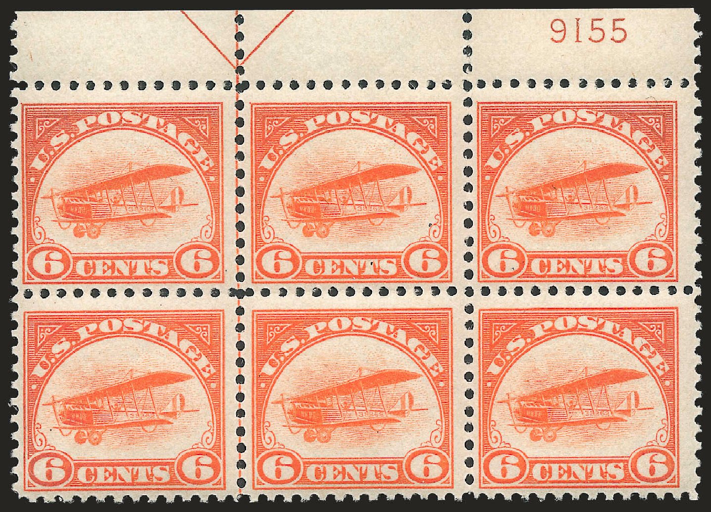 Values of US Stamp Scott # C1 - 6c 1918 Air Curtiss Jenny. Robert Siegel Auction Galleries, Apr 2010, Sale 984, Lot 1039