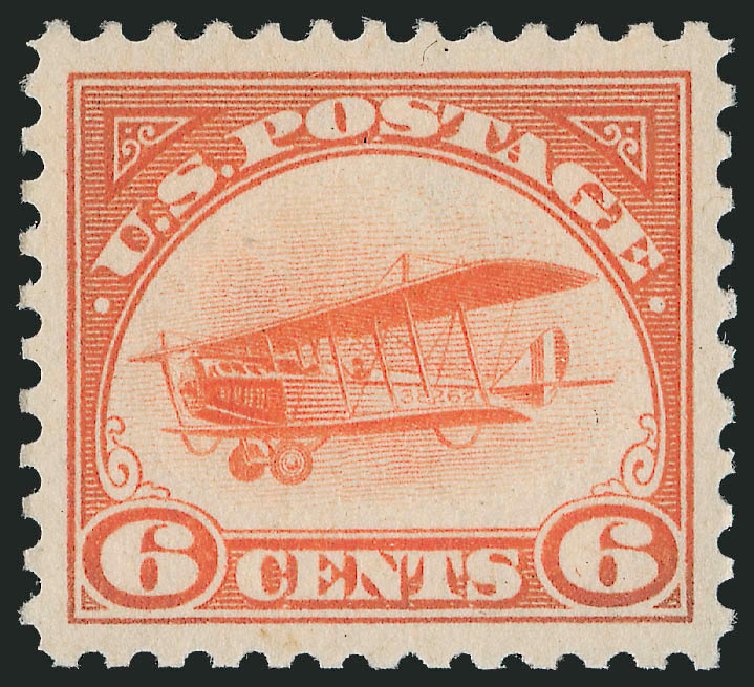 US Stamp Values Scott Catalogue # C1: 6c 1918 Air Curtiss Jenny. Robert Siegel Auction Galleries, Dec 2014, Sale 1090, Lot 1600