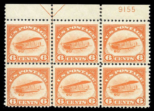 Costs of US Stamps Scott Catalogue C1: 6c 1918 Air Curtiss Jenny. Matthew Bennett International, Sep 2010, Sale 331, Lot 861