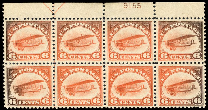 Value of US Stamp Scott Cat. C1 - 1918 6c Air Curtiss Jenny. Cherrystone Auctions, Jul 2013, Sale 201307, Lot 151