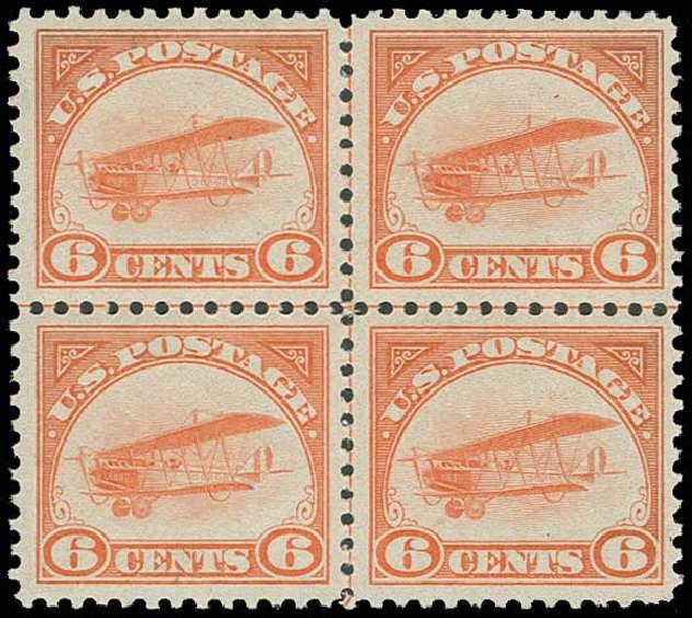 Prices of US Stamp Scott #C1: 1918 6c Air Curtiss Jenny. H.R. Harmer, Jun 2013, Sale 3003, Lot 1531