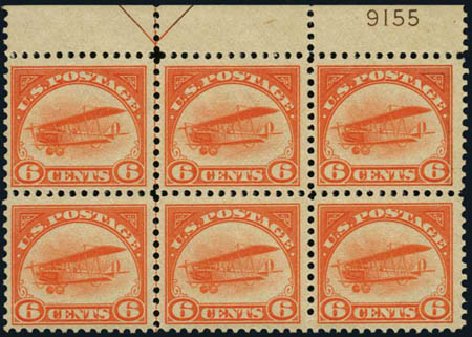 US Stamps Value Scott Catalog C1: 1918 6c Air Curtiss Jenny. Harmer-Schau Auction Galleries, Oct 2011, Sale 91, Lot 314