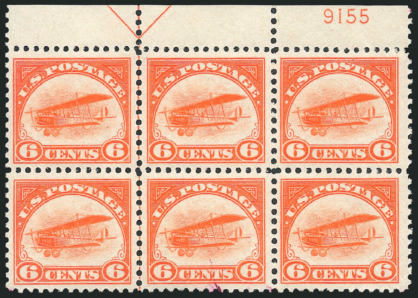 Price of US Stamp Scott Cat. # C1 - 1918 6c Air Curtiss Jenny. Robert Siegel Auction Galleries, Oct 2010, Sale 997, Lot 6134