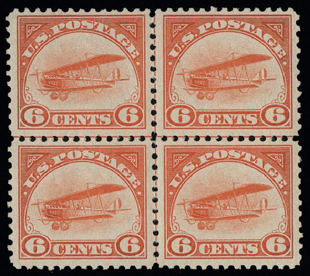 Values of US Stamps Scott Catalogue C1: 6c 1918 Air Curtiss Jenny. Spink Shreves Galleries, Aug 2013, Sale 144, Lot 304
