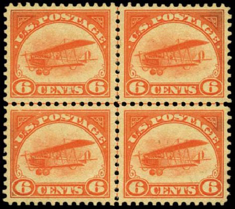 US Stamps Value Scott Cat. #C1 - 1918 6c Air Curtiss Jenny. Harmer-Schau Auction Galleries, Feb 2012, Sale 92, Lot 1245