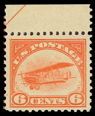 Value of US Stamps Scott Catalogue C1: 1918 6c Air Curtiss Jenny. Daniel Kelleher Auctions, Jun 2012, Sale 630, Lot 1955
