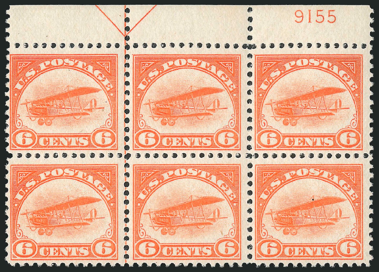 US Stamps Prices Scott Catalogue C1: 6c 1918 Air Curtiss Jenny. Robert Siegel Auction Galleries, Mar 2011, Sale 1007, Lot 2905