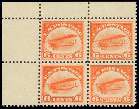 Costs of US Stamp Scott Catalogue # C1 - 6c 1918 Air Curtiss Jenny. Daniel Kelleher Auctions, Feb 2013, Sale 634, Lot 352