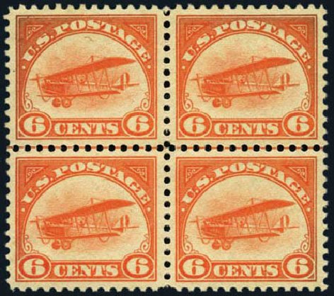 Values of US Stamp Scott # C1 - 1918 6c Air Curtiss Jenny. Harmer-Schau Auction Galleries, Aug 2012, Sale 94, Lot 1703